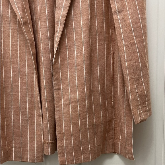 Stradivarius Brown and White Striped One Button Closure Casual Blazer - Sz Small - Picture 7 of 16